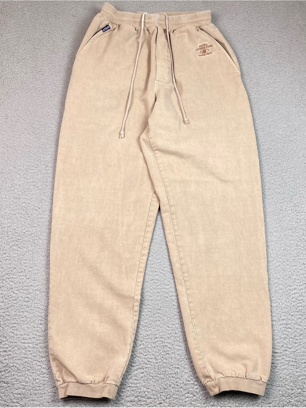Crazy Shirts Hawaii Jogger Pants Men's Size L Kona Coffee Dyed Beige Cotton
